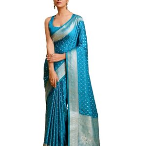 trishul trends women's blushing banarasi silk saree zari woven work enhanced elegance comes with unstitched blouse piece